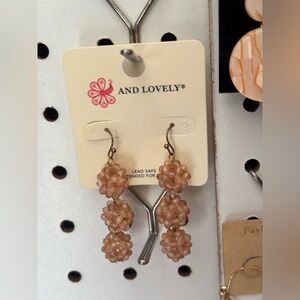 Pink Beaded Dangle Earrings